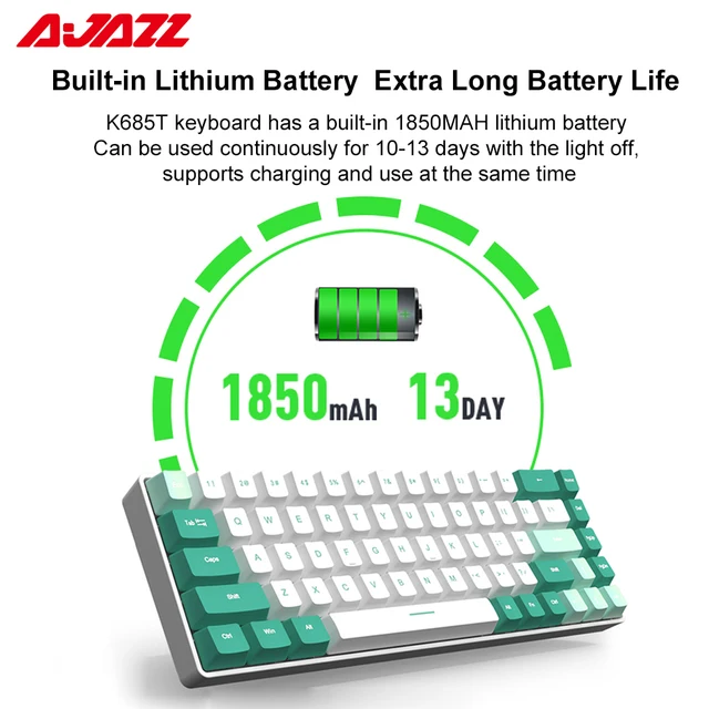 AJAZZ K685T Bluetooth Mechanical Keyboard RGB Hot-swappable 68 Keys Three Mode Wireless Gaming Keyboards for PC Gamer Desktop 5