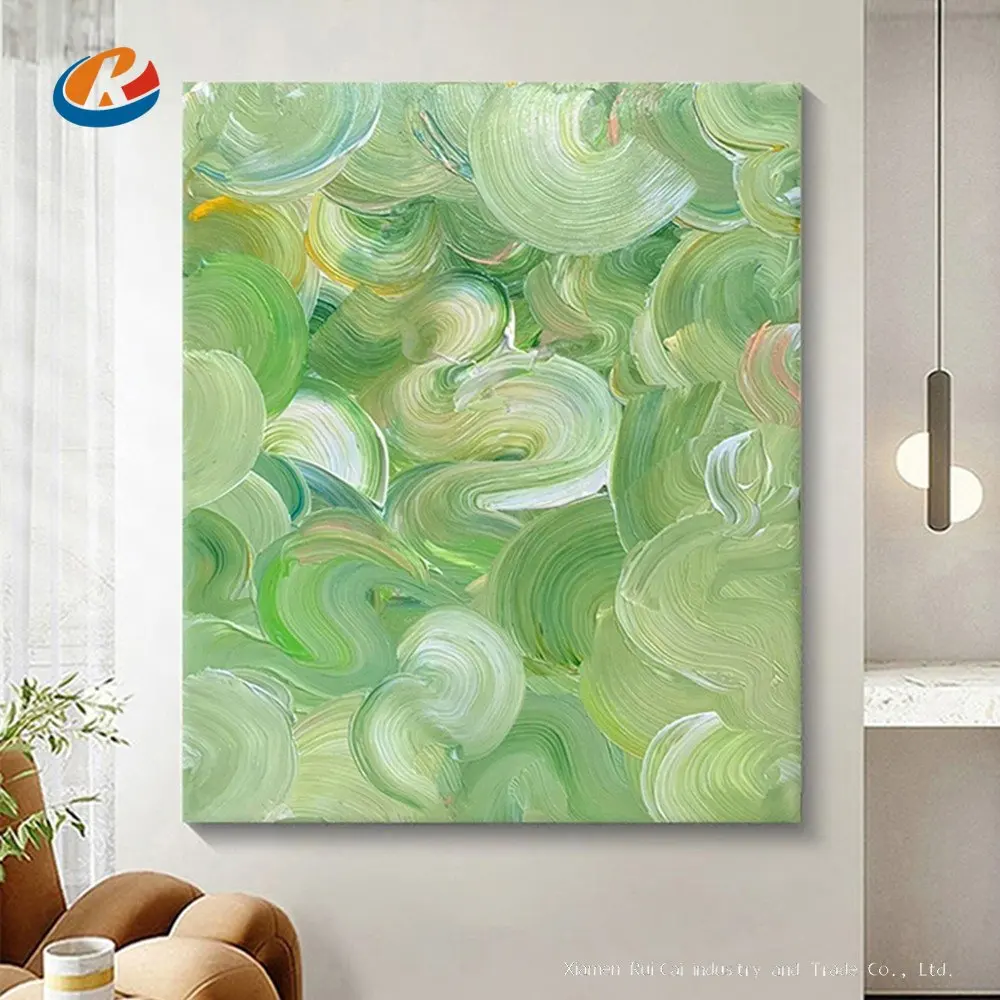 

Minimalist Green Oil Painting Abstract Handmade Canvas Decorative Mural Unframe Acrylic Hanging For Living Room Bedroom Wall Art