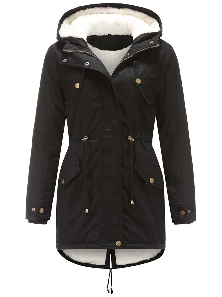 Winter Jackets 2022 New Women's Hooded Parkas Korean Style Thick Warm Cotton Padded Outwear Female Loose Mid-Length Overcoat