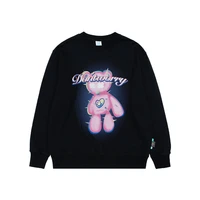 joobox 2022 men reflective bear print sweatshirt round neck rib trim relaxed fit black pink sweatshirts