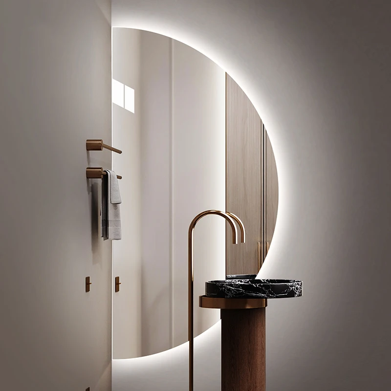 

Led Decorative Mirror Bathroom Multifunct Dressing Gold Mirror Nordic Metal Frame with Light Miroir Mural Decoration Home