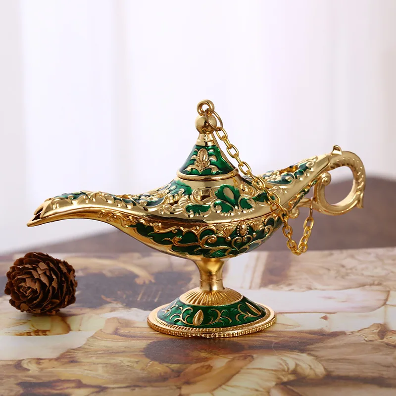 Большая яркая металлическая волшебная лампа Genie ретро-лампа для желаемого масла