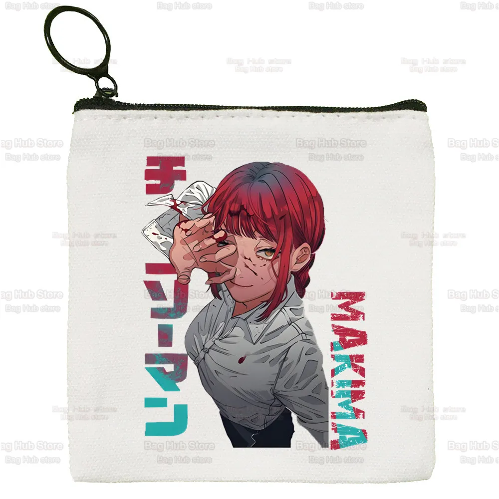 Chainsaw Man MAKIMA Japanese Anime Manga Coin Purse Female Fabric Small Purse Mini Clutch Bag Cute Canvas Key Case Coin Purse