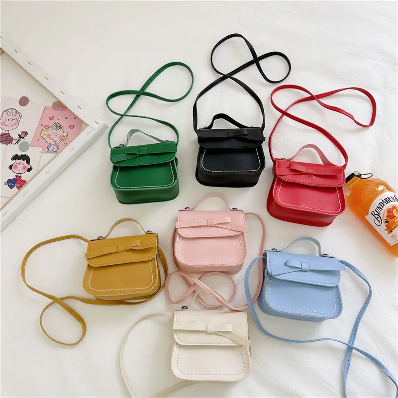 

New Children's Crossbody Bowknot Girl's Cute Handbag Mini Shoulder Bag Fashion Princess Simple Small Bag Hand Bags