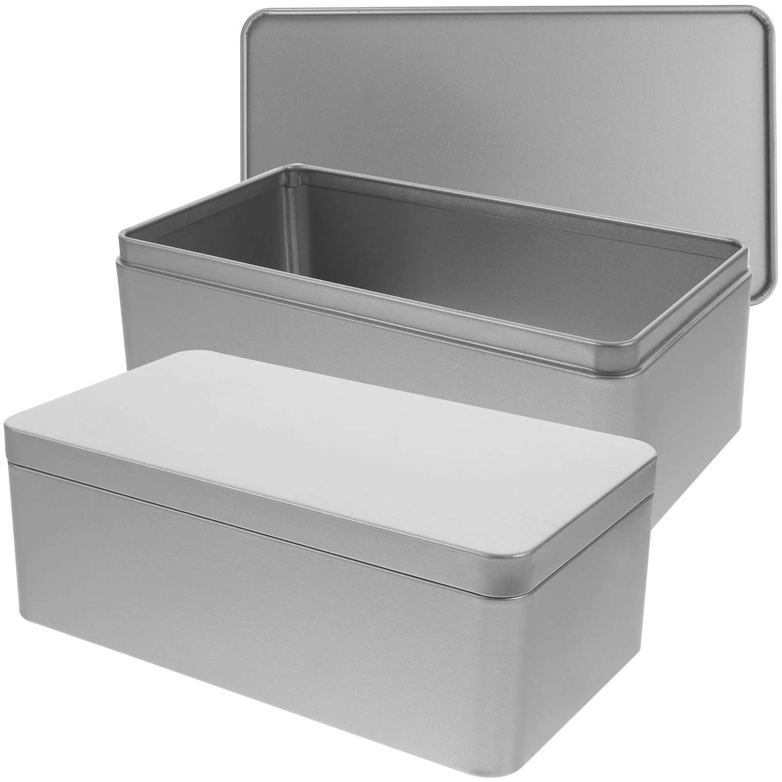 

2 Pcs Tinplate Gift Box Metal Tea Case Rectangular Candy Storage Cookies Cans Biscuit Wrapping Tins Party Canister Lid