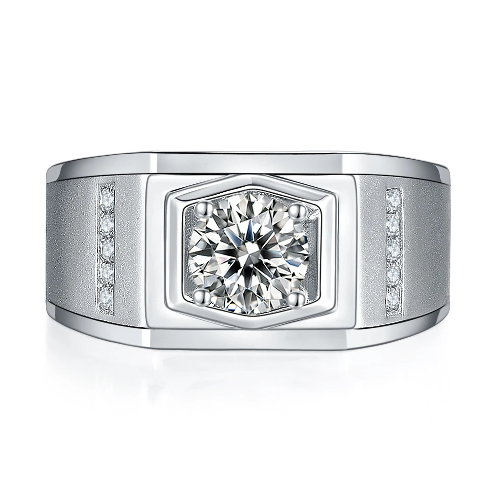 

Shanzuan Jewelry S925 Silver White Gold Plated D Color 1CT Moissanite Mens Rings For Gift