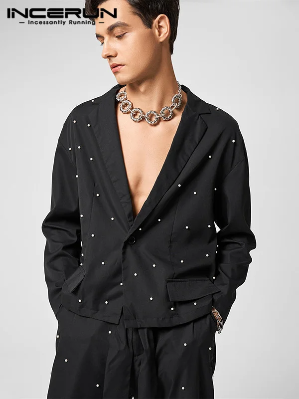 

Модный мужской товар, модель 2023 года, повседневные укороченные костюмы на одной пуговице, Мужская Осенняя уличная одежда, тонкие пальто для ...