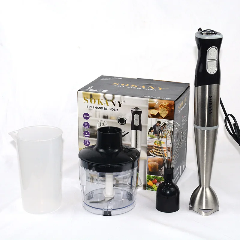 800 Watt 2-Speed Immersion Hand Blender Heavy Duty Copper Motor Brushed 304 Stainless Steel With Whisk, Milk Frother Attachments