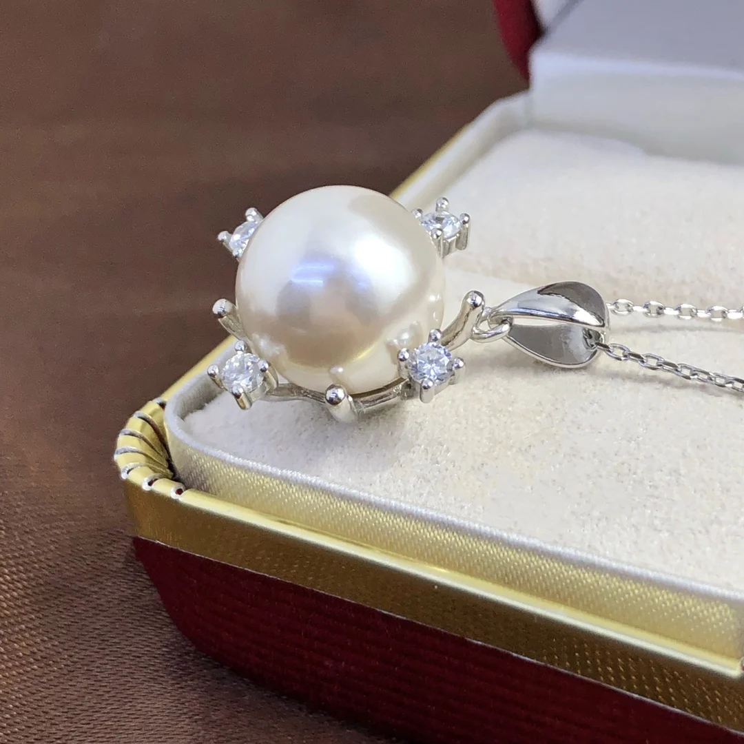 Женская подвеска из серебра 925 пробы с натуральным пресноводным белым жемчугом