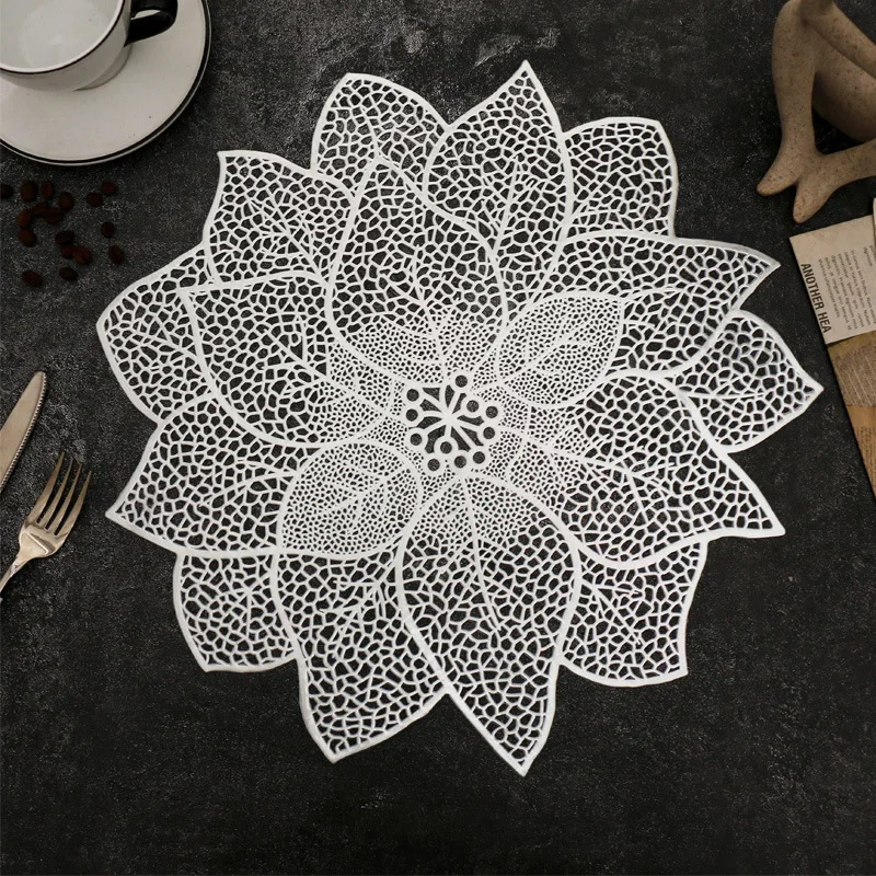 

Nordic Wind Western Placemat Rich Flower Heat Insulation Hollow Pvc Household Bowl Plate Mat Oil and Hot Mat