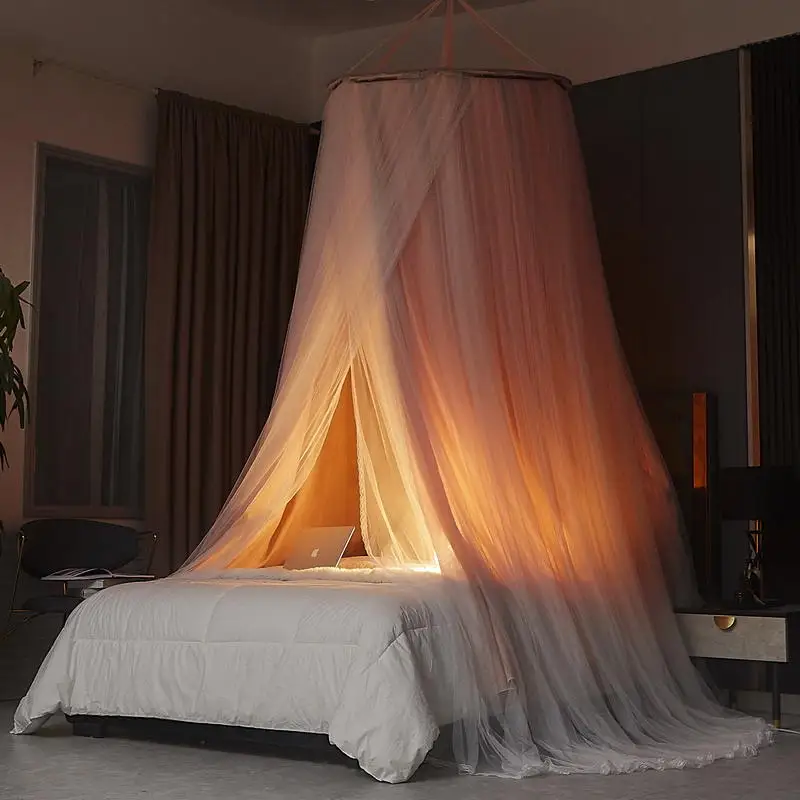 

Hanging Dome Mosquito Net for Bed Canopy Double Layer Anti mosquito Bed Valance Bedcover wedding bedroom decoration bed Curtains