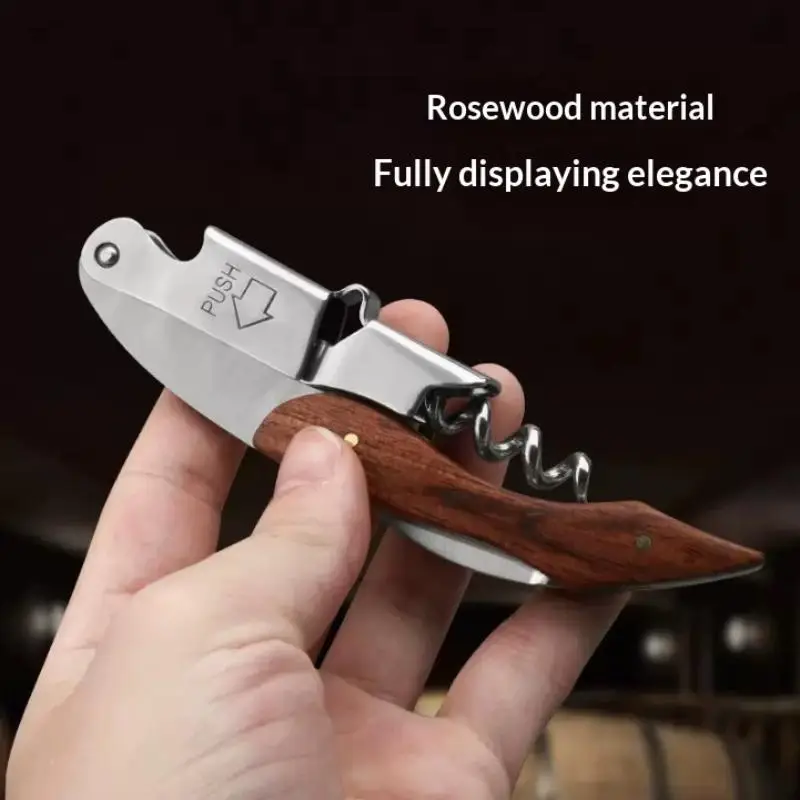 Фото Портативный складной инструмент из дерева и нержавеющей стали: нож, штопор, открывалка для красного вина, многофункциональный инструмент для активного отдыха, аксессуар для бара №3