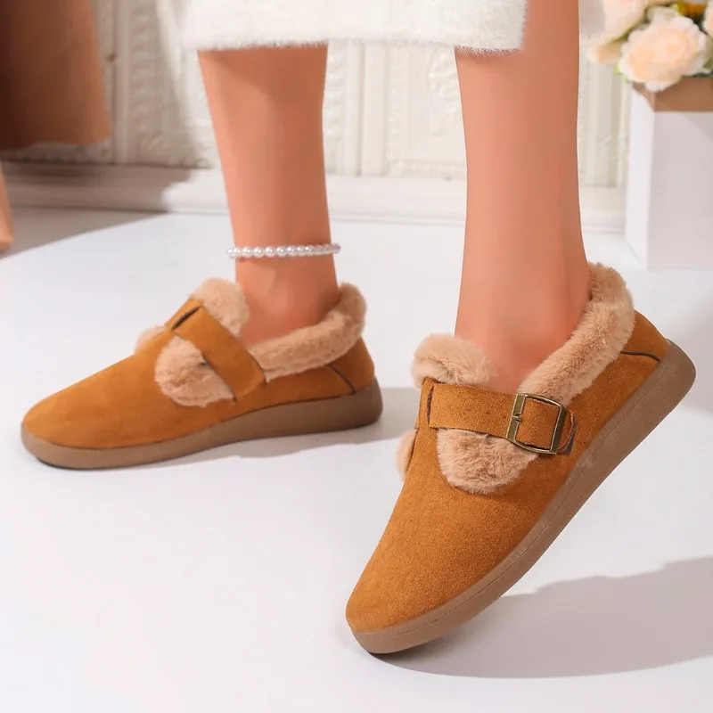 Женские меховые лоферы на плоской подошве модные зимние ботильоны теплая