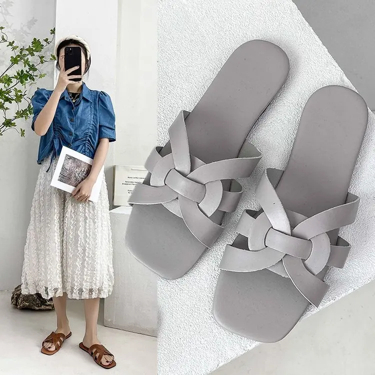 

Brand Women Shoes Flat Summer Open-Toe Flip-Flops For Women Wearing Beach Slippers Sandles Plus Size 36-43