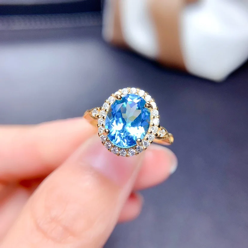 

High Quality Original Blue Crystals Adjustable Rings For Women Luxury Fashion Korean Style Aestethic Fast Free Shipping
