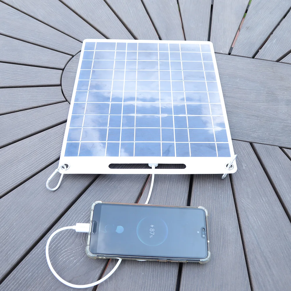 

30W 5V Solar Phone Charging Pad Polysilicon Solar Panel Backpack Charger Dual USB Output Mobile Phone/Battery Outdoor Portable