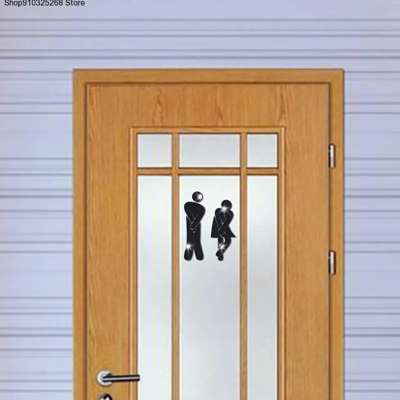 

DIY 3D Toilet Room Sign Man/Women WC Bathroom Entrance Sign Mirror Door Sticker Home Wall Sticker Decor
