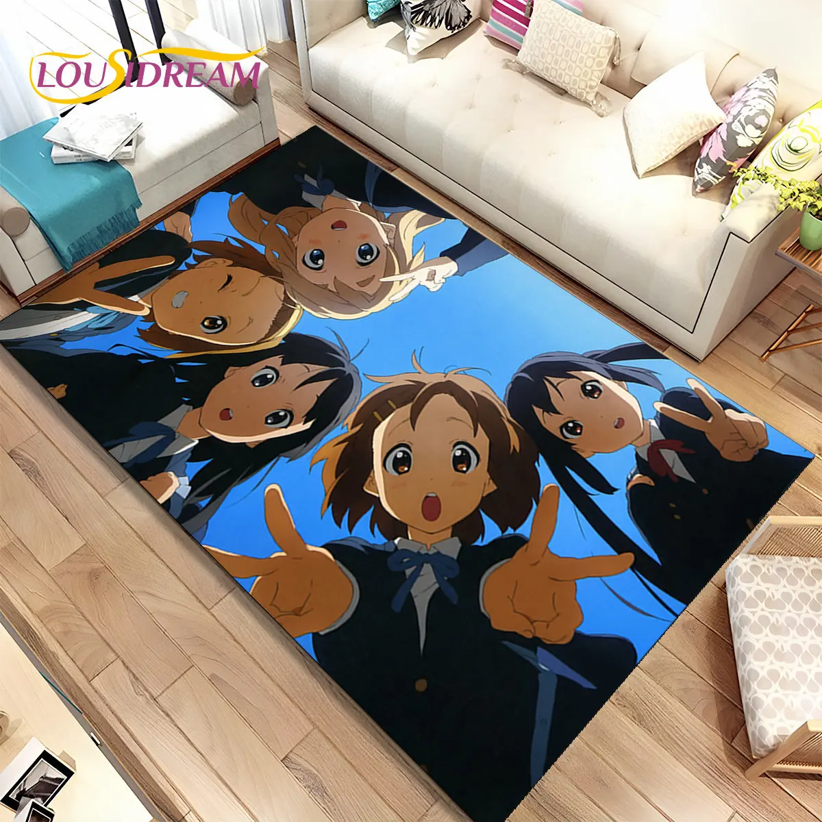 

K-ON Cartoon Cute Lolita Kawaii Girls Area Rug,Carpet Rug for Living Room Bedroom Sofa Doormat Decoration, Non-slip Floor Mat 3D