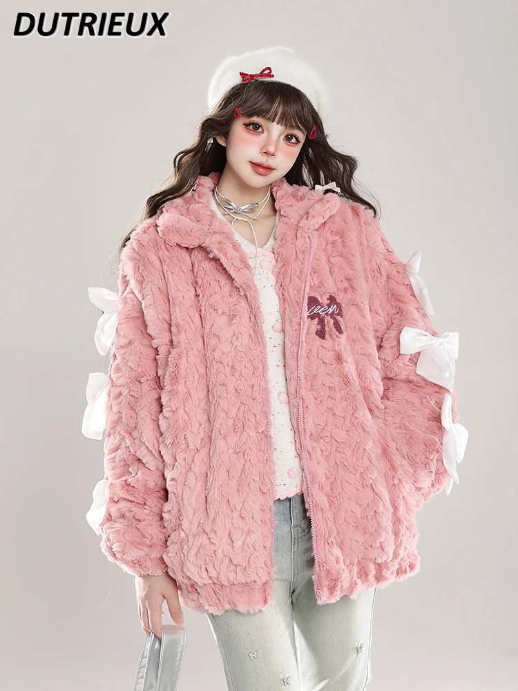 Пальто из овечьей шерсти с бантом осенние и зимние женские пальто новинка 2024