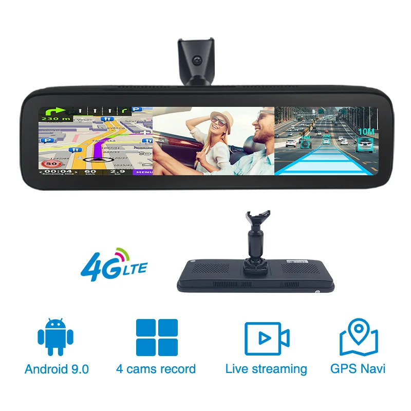 

4G Video Recorder 12 Inch Rear View Mirror 4 CHs Android 9.0 Auto Dash Cam WIFI Car DVR Dashboard GPS Navigator Night Vision