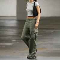 sunny y j streetwear vintage women cargo pants low waisted retro green y2k straight trousers harajuku ockets casual outfits