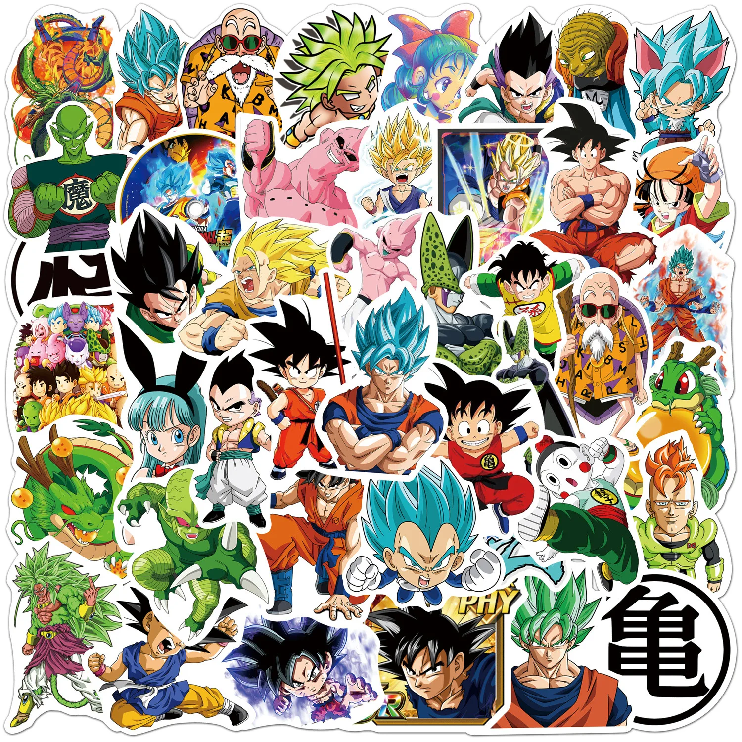 50pcs Dragon Ball Sticker Pack Cartoon Character Water Cup Trolley Case Car Waterproof Sticker Cute Phone Case Anime Stickers
