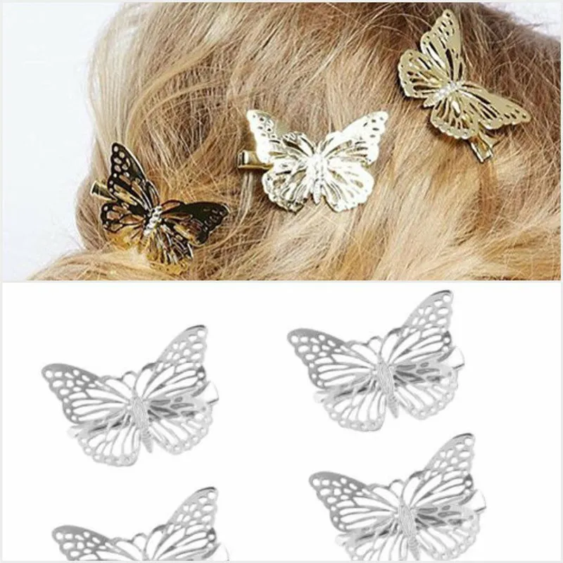 

Hairpins Wedding Barrette Accessories Gold Silver Butterfly Hair Clips