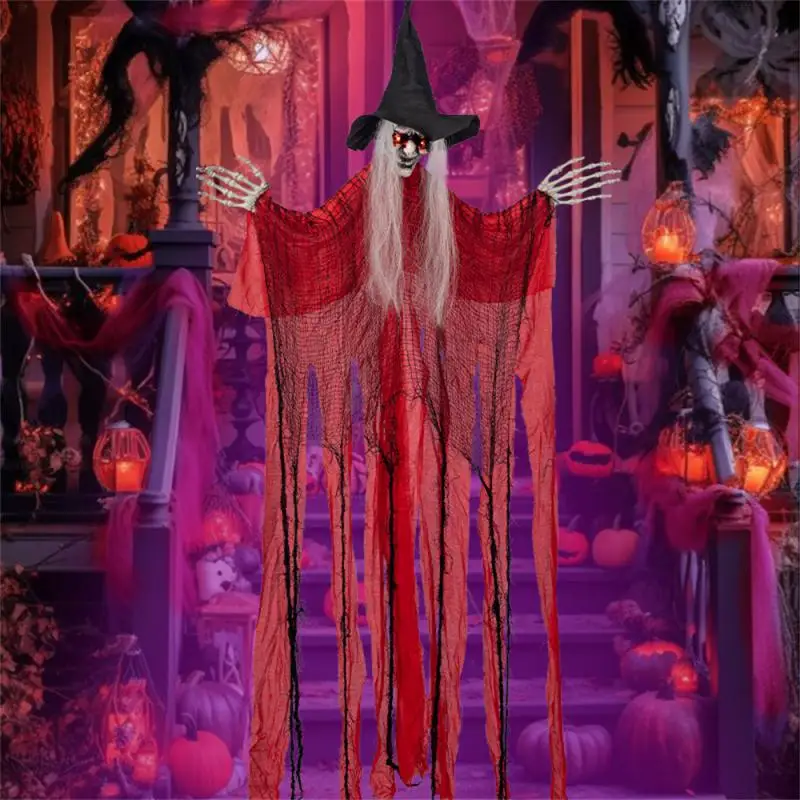 

Страшный призрак на Хэллоуин, впечатляющий звук и яркость, украшение ведьмы, незабываемые красивые страшные украшения из страха