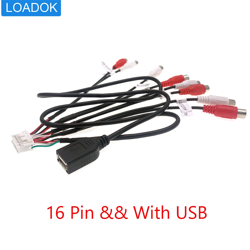 

16 Pin 8 RCA выход USB жгут проводов сабвуфер кабель адаптер проводной разъем для Android радио DVD CD аксессуары