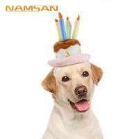 1pc high quality velvet dog cat hat with birthday cake cap candle gift design birthday party costume headwear accessories