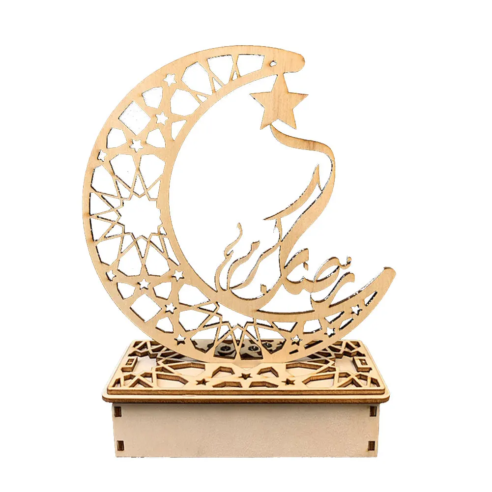 

DIY Wooden Moon LED Candle Lamp Ramadan Decorations Muslim Islam Eid Mubarak Crafts Ornaments Light Home Party Table Lamp Light