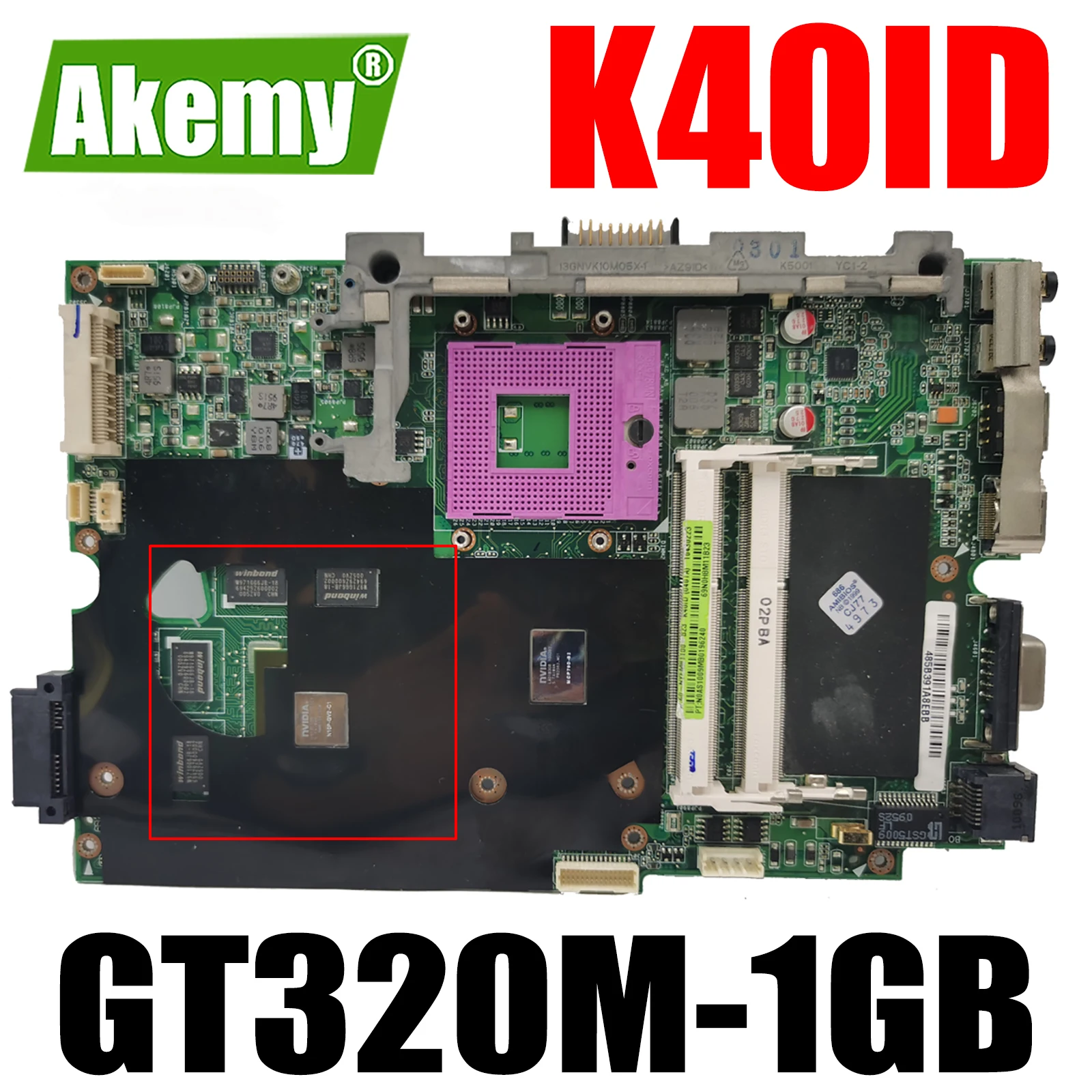 

K40ID Original Mainboard for ASUS K50ID K50IE K40IE with GT320M-1GB Laptop Motherboard Mainboard