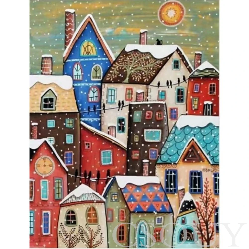 

Crystal Full Square AB Diy Diamond Painting Cross Stitch Color House Diamond Embroidery Mosaic Needlwork Rhinestones Home Decor