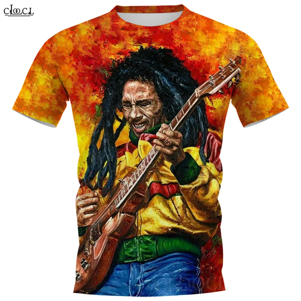 

Футболка CLOOCL Singer Reggae Creator Bob Marley, мужские и женские футболки с 3D принтом, модная уличная одежда, пуловеры с коротким рукавом и круглым вырезом,...