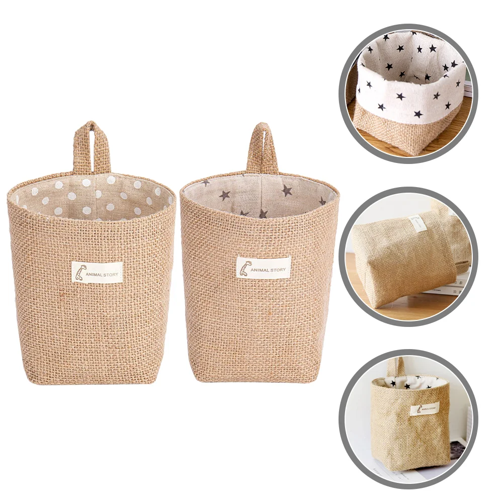 

Basket Hanging Storagewall Linen Door Cotton Flowerorganizer Garlic Fruit Planter Handlebin Bread Burlap Vegetable Closet Mini