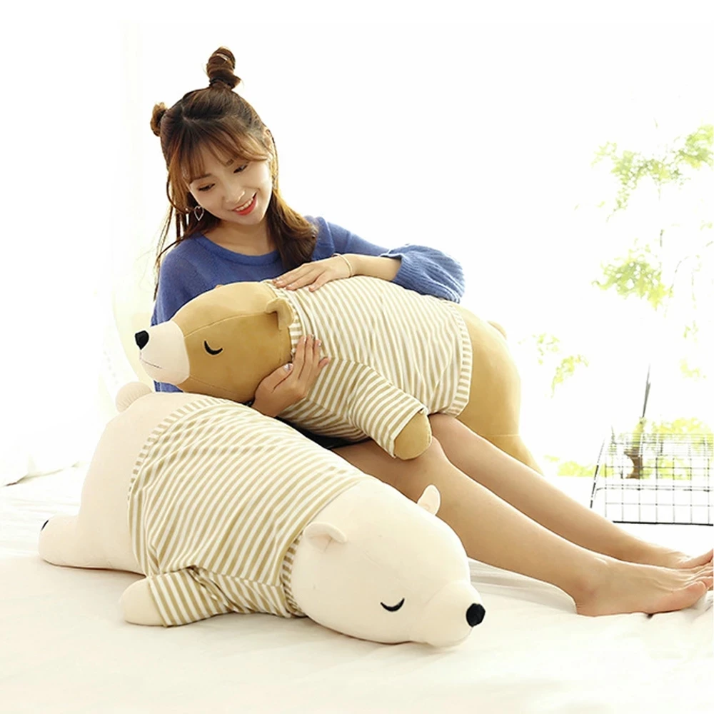 

Kawaii Baby Dressing Polar Bear Plush Doll Baby Soft Stuffed Wearable Sleeping Bear Pillow Animal Plush Toy Kids Gifts