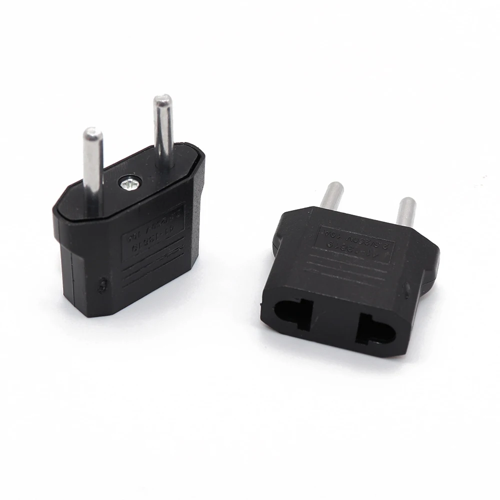 

2000PCS US/EU to EU AU AC Power Plug Converter Adapter Adaptor USA to European Black Plastic Travel Converter Max 2200W Two Pins