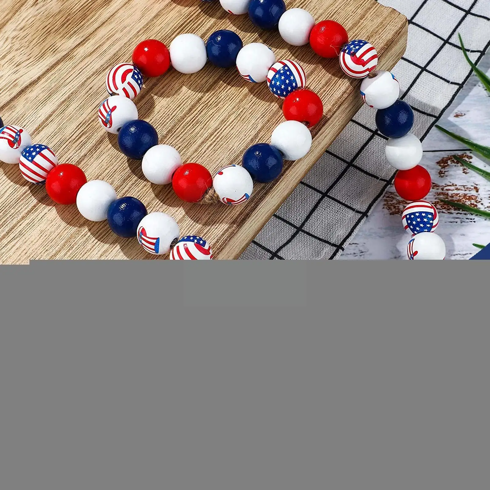 

American Independence Day Wooden Beads Tassel String Wall Door Hanging Decor DIY Country Accessories Wooden Of Beads U6T2