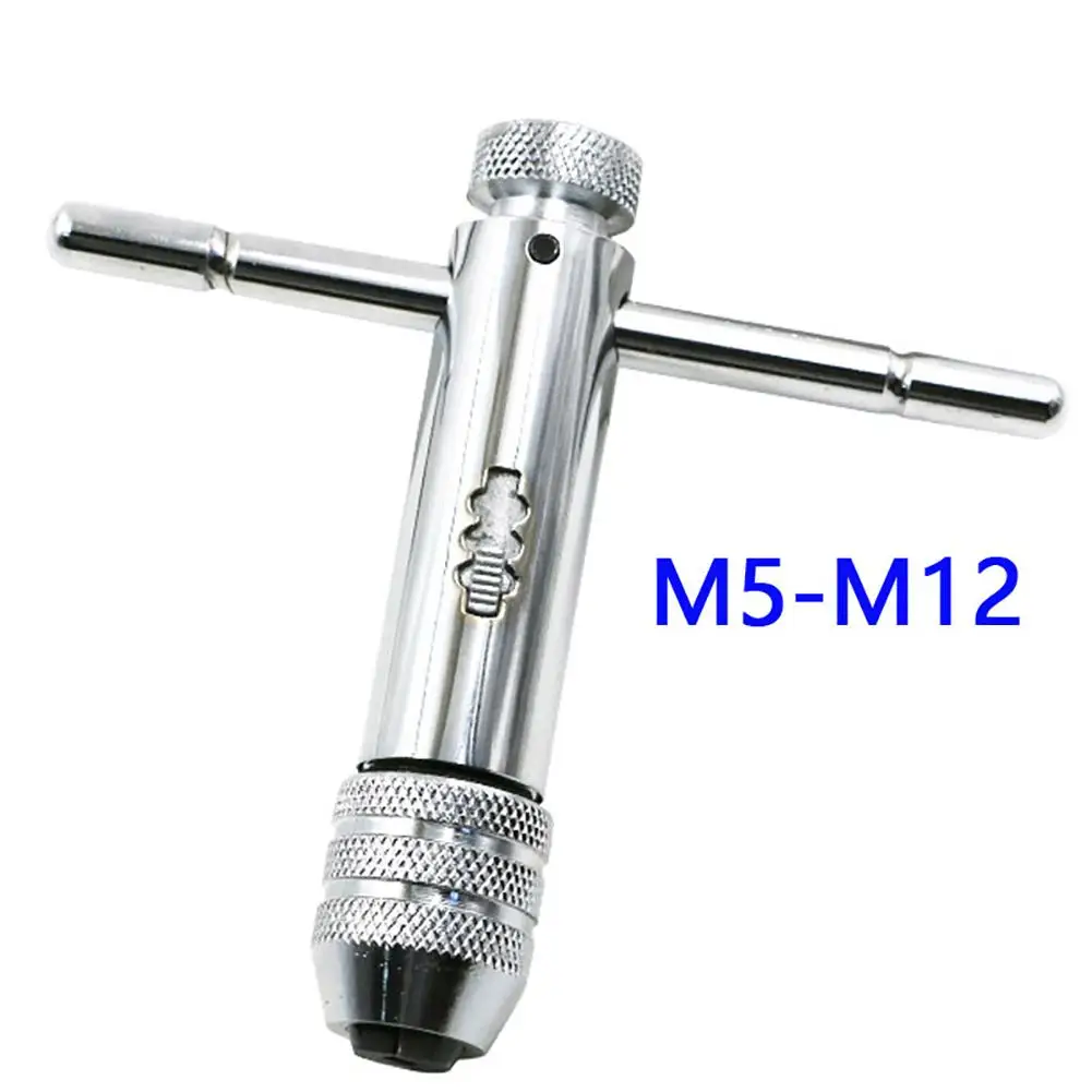 

M5-M12 Adjustable T-Shaped Handle Reamer Screw Extractor Tap Wrench Holder Ratchet Inserted Reverse Direction wholesale dropship