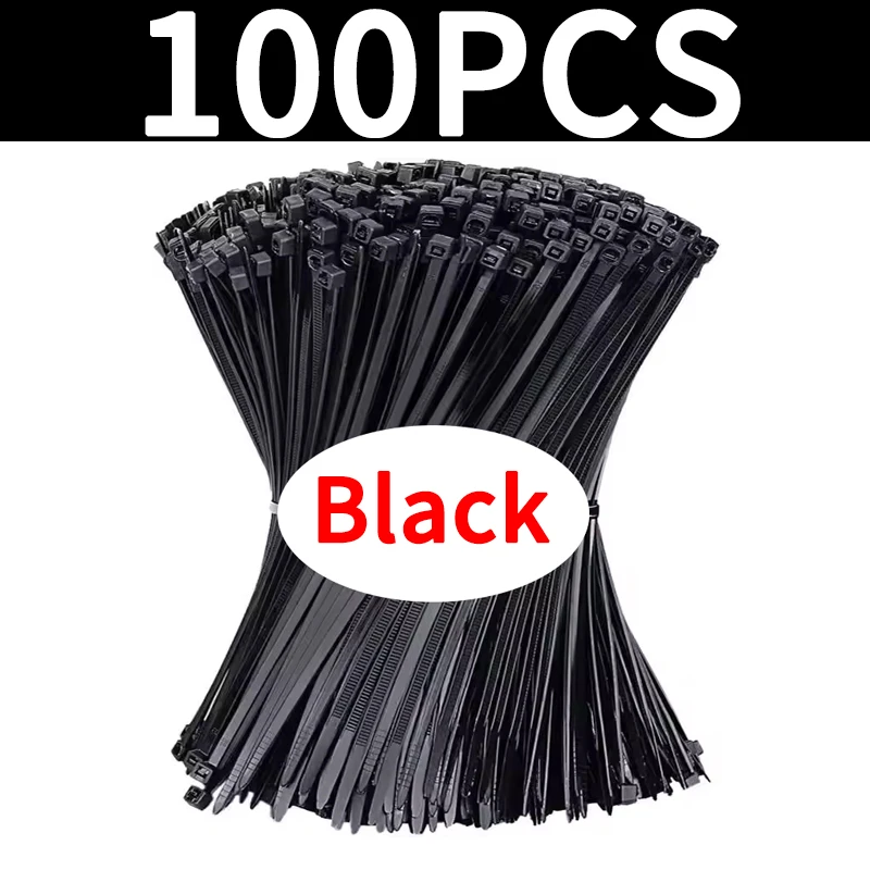 

100 шт. белые/черные нейлоновые кабельные стяжки Wandu