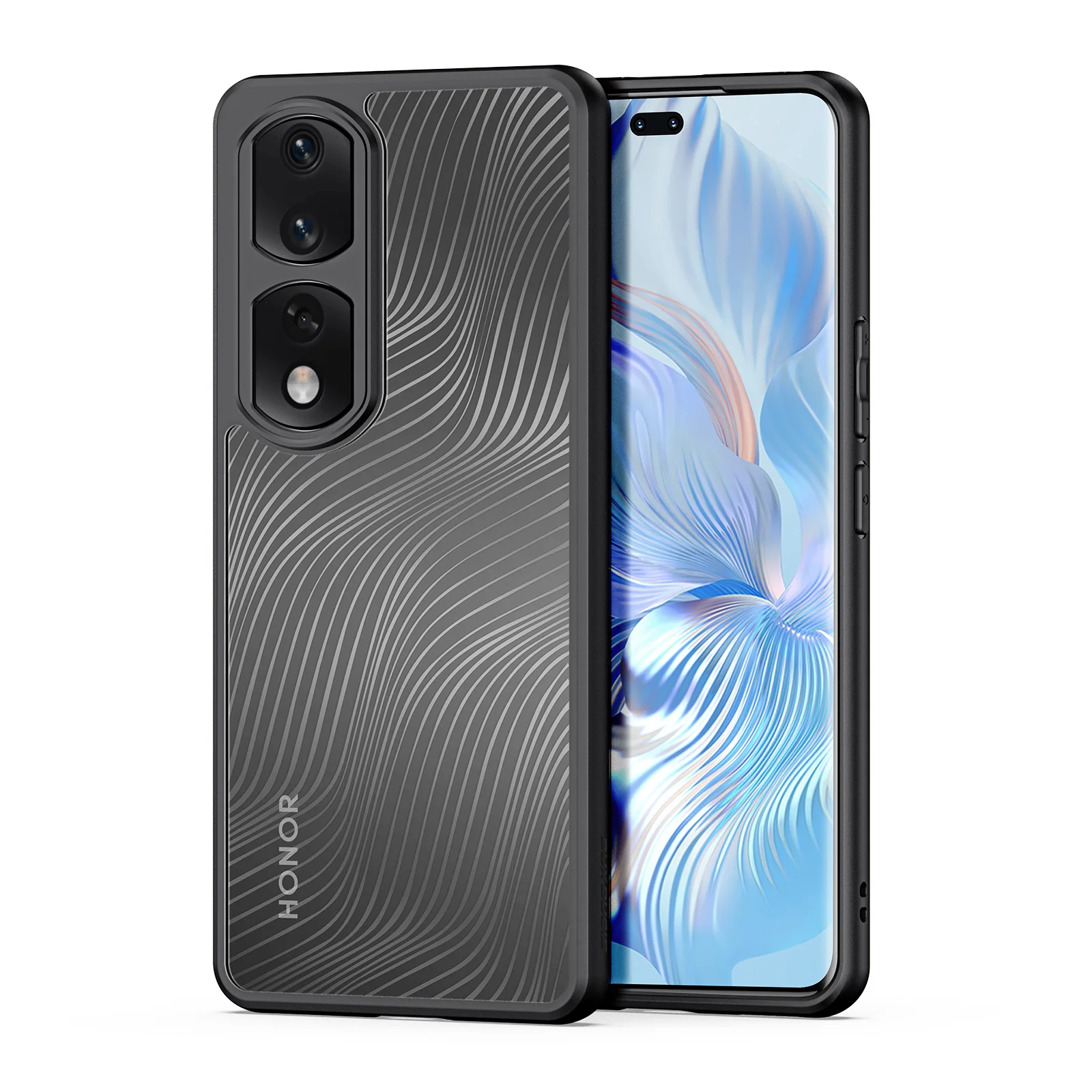 

For Honor 90 Pro Phone Case TPU+PC Fall Prevention Dull Polish Clear Back Cover Will Not Turn Yellow