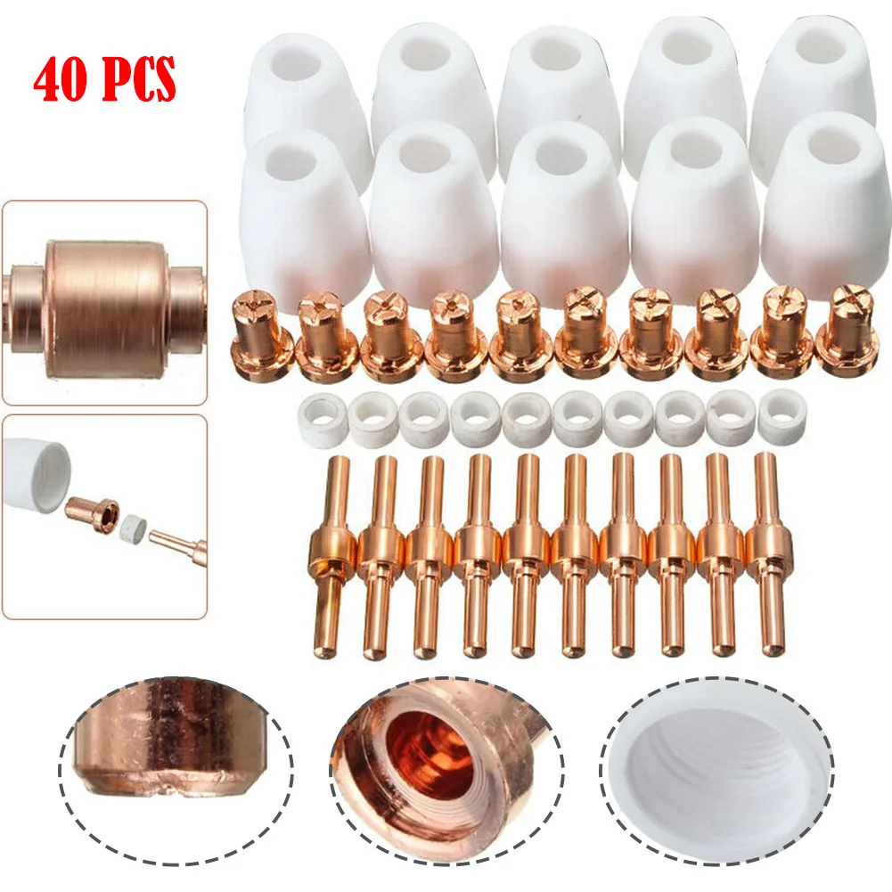 

Welding Ceramic Nozzle 40 Pcs/set Consumable For PT-31 LG-40 LGK-40 Torch