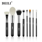 Набор кистей для макияжа BEILI, набор кистей из натурального козьего волоса, пудра, тени для век, брови, черные кисти для макияжа