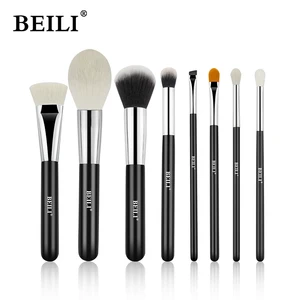 Набор кистей для макияжа BEILI, набор кистей из натурального козьего волоса, пудра, тени для век, брови, черные кисти для макияжа
