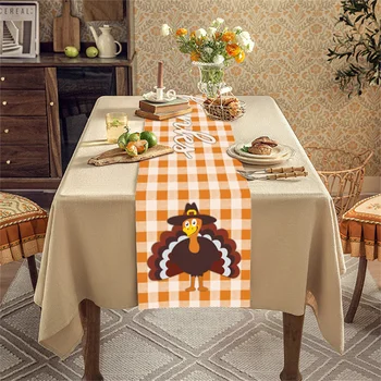 Thanksgiving Pumpkin Dining Table Runners Fall Maple Leaves Kitchen Table Decor Accessories Table Runner Home Party Decoration