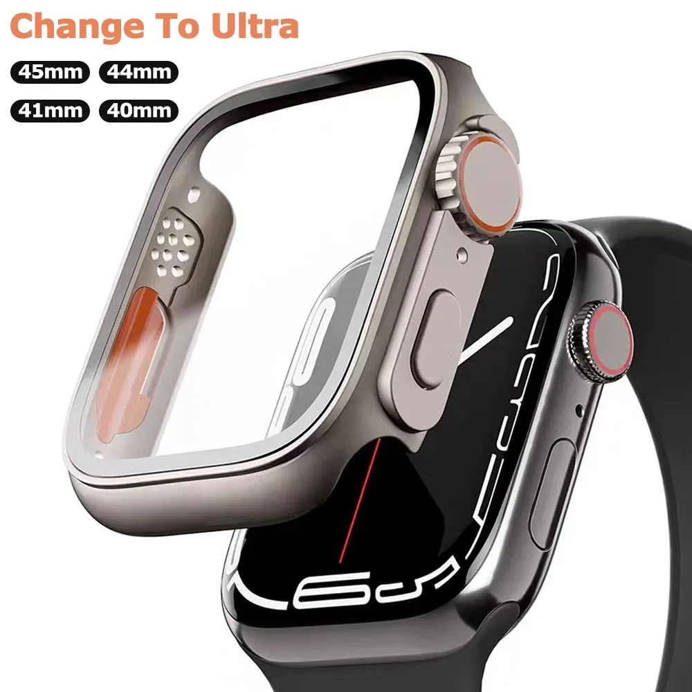 

Appearance Upgrade To Ultra 49mm For Apple Watch 8 7 45mm 41mm Case Tempered Glass For iWatch 6 5 4 44mm 40mm Change to Ultra