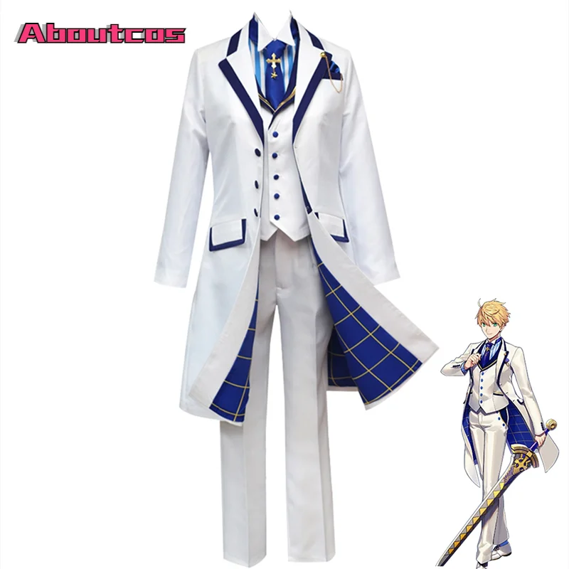 

Anime Fate Grand Orde Arthur Pendragon Cosplay Costume Saber King FGO Outfit White Rose King of Knights Costumes Halloween Set