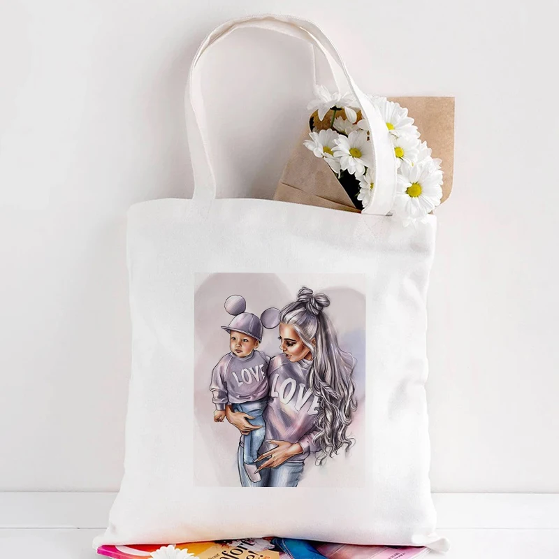 Женская сумка для покупок сумки тканевая с графическим рисунком на день матери