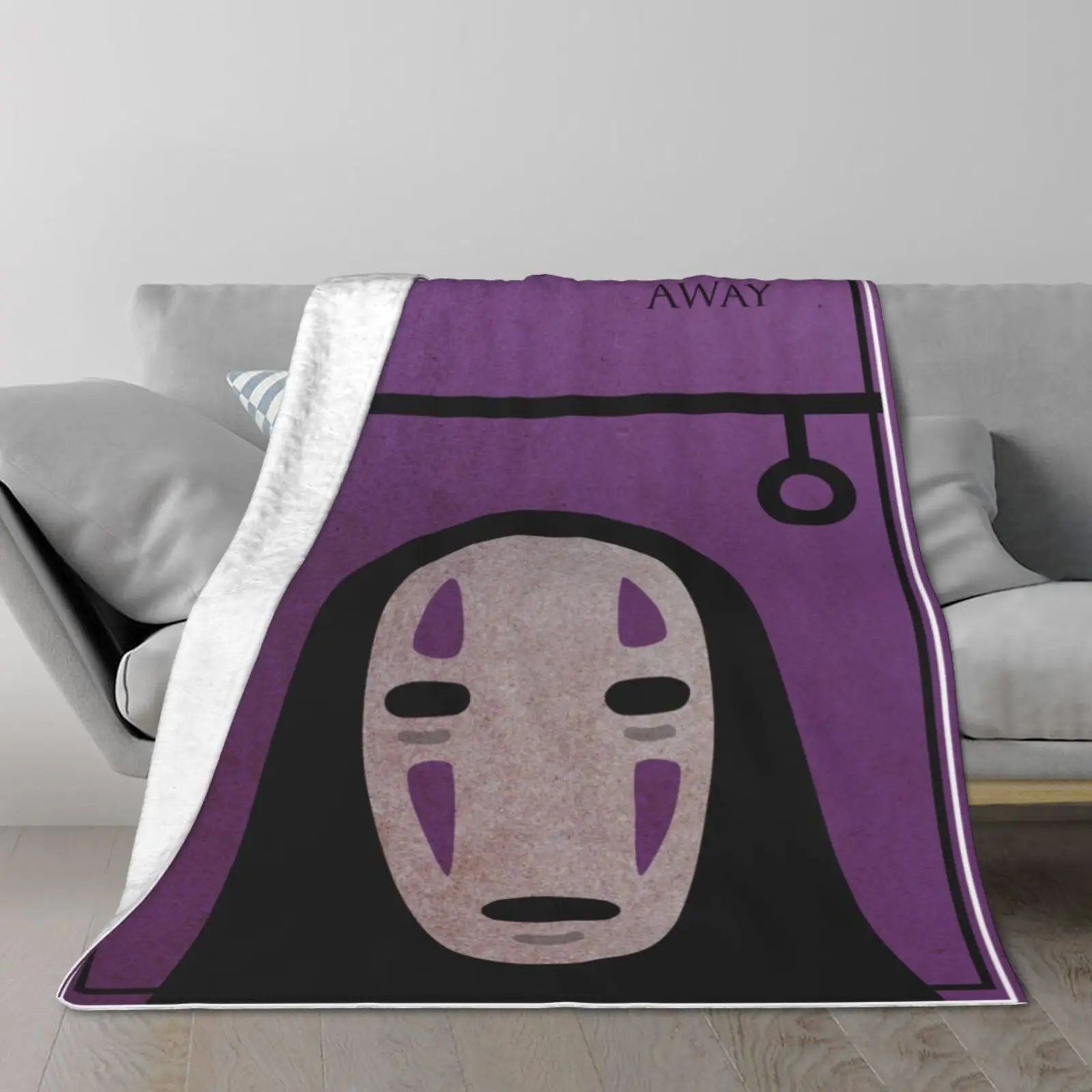 

Kaonashi Anime Film Flannel Throw Blanket Christmas Home Holiday Couch Bed Single Side Printed 80x60 Inch Portable Purple