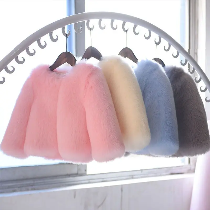 

Thickened Warm Korean Style Kids Faux Fox Fur Coat Short Jacket Girls Baby Winter Outerwear Toddler Girl Children Clothes Q746